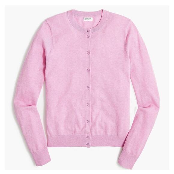 J Crew Womens Classic Long Sleeve Cotton Cardigan Sweater in Pink | Sz Large - Picture 1 of 5